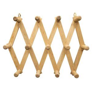 Expandable Accordion Wood Rack Cup Jewelry Hat Leash Horizontal Hanger